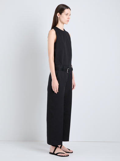 Proenza Schouler Side full length image of model wearing Nila Pant in Cotton Drill in Black
