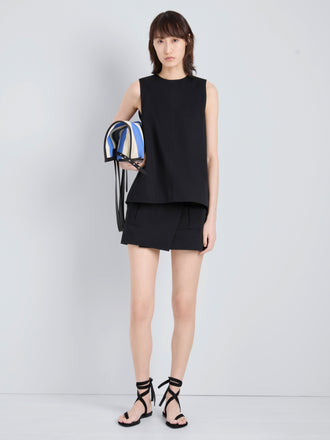 Proenza Schouler Front full length image of model wearing Bruni Short in Cotton Drill in Black