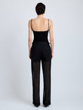 Proenza Schouler Back full length image of model wearing Eran Pant in Sheer Wool in Black