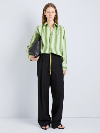 Proenza Schouler Front full length image of model wearing Lissia Pant in Classic Cotton Shirting in Black