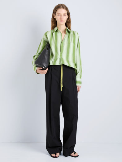 Proenza Schouler Front full length image of model wearing Lissia Pant in Classic Cotton Shirting in Black