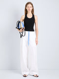 Proenza Schouler Front full length image of model wearing Lissia Pant in Classic Cotton Shirting in Optic White