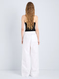 Proenza Schouler Back full length image of model wearing Lissia Pant in Classic Cotton Shirting in Optic White
