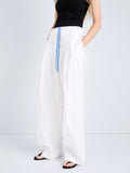Proenza Schouler Detail image of model wearing Lissia Pant in Classic Cotton Shirting in Optic White