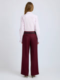 Proenza Schouler Back full length image of model wearing Halima Pant in Wool Gabardine in Oxblood
