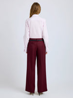 Proenza Schouler Back full length image of model wearing Halima Pant in Wool Gabardine in Oxblood