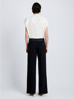 Proenza Schouler Back full length image of model wearing Halima Pant in Matte Double Crepe in Black
