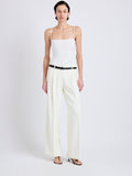 Proenza Schouler Front full length image of model wearing Halima Pant in Matte Double Crepe in Alabaster