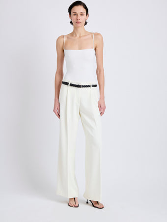 Proenza Schouler Front full length image of model wearing Halima Pant in Matte Double Crepe in Alabaster