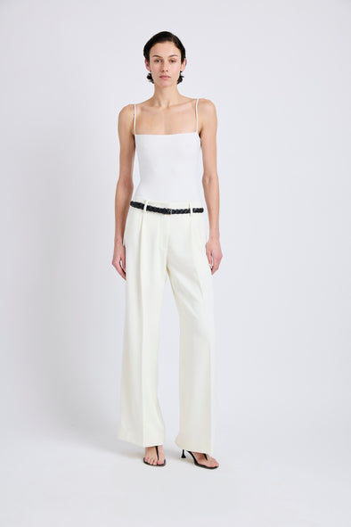 Proenza Schouler Front full length image of model wearing Halima Pant in Matte Double Crepe in Alabaster