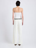 Proenza Schouler Back full length image of model wearing Halima Pant in Matte Double Crepe in Alabaster