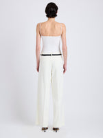 Proenza Schouler Back full length image of model wearing Halima Pant in Matte Double Crepe in Alabaster