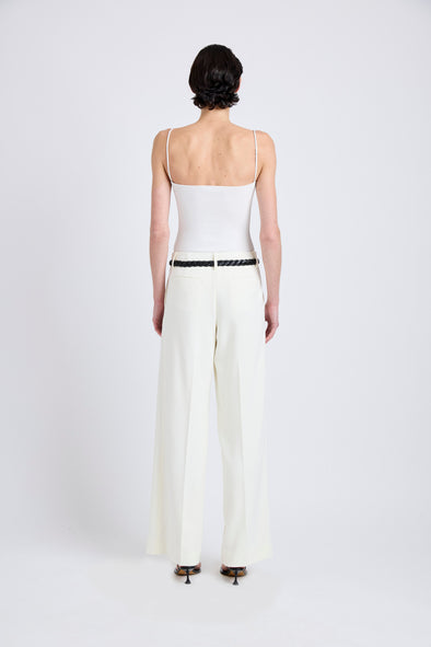 Proenza Schouler Back full length image of model wearing Halima Pant in Matte Double Crepe in Alabaster