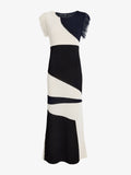Proenza Schouler Still Life image of Saskia Dress in Textured Fringe Intarsia in Sand Multi