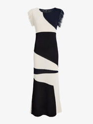 Proenza Schouler Still Life image of Saskia Dress in Textured Fringe Intarsia in Sand Multi