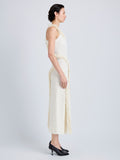 Proenza Schouler Side full length image of model wearing Nilo Dress in Textured Jacquard in Off White
