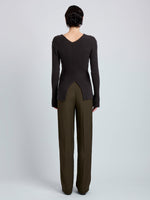 Proenza Schouler Back full length image of model wearing Valeria Top in Transitional Cashmere in Espresso