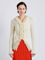 Proenza Schouler Front cropped image of model wearing Nilo Top in Textured Jacquard in Off White
