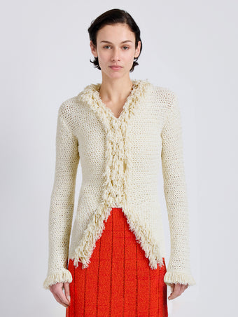 Proenza Schouler Front cropped image of model wearing Nilo Top in Textured Jacquard in Off White