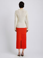 Proenza Schouler Back full length image of model wearing Nilo Top in Textured Jacquard in Off White