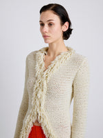 Proenza Schouler Detail image of model wearing Nilo Top in Textured Jacquard in Off White