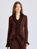 Proenza Schouler Front cropped image of model wearing Nilo Top in Textured Jacquard in Black Copper