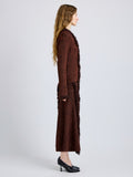 Proenza Schouler Side full length image of model wearing Nilo Top in Textured Jacquard in Black Copper