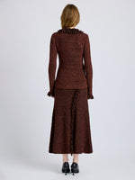 Proenza Schouler Back full length image of model wearing Nilo Top in Textured Jacquard in Black Copper