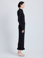 Proenza Schouler Side full length image of model wearing Monet Top in Fine Bobble Knit in Black