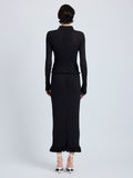 Proenza Schouler Back full length image of model wearing Monet Top in Fine Bobble Knit in Black