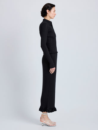 Proenza Schouler Side on Model image of model wearing Monet Skirt in Fine Bobble Knit in Black