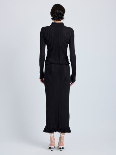 Proenza Schouler Back on Model image of model wearing Monet Skirt in Fine Bobble Knit in Black