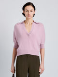 Proenza Schouler Front cropped image of model wearing Vella Top in Transitional Cashmere in Blush