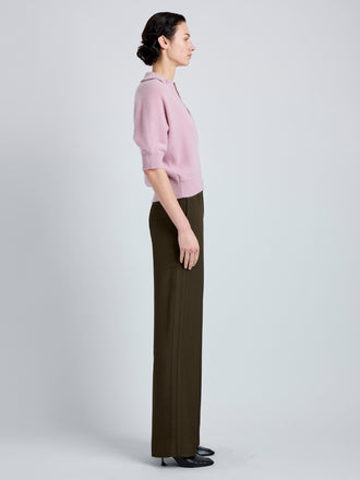 Proenza Schouler Side full length image of model wearing Vella Top in Transitional Cashmere in Blush