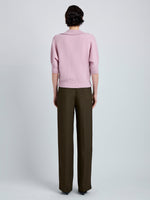 Proenza Schouler Back full length image of model wearing Vella Top in Transitional Cashmere in Blush