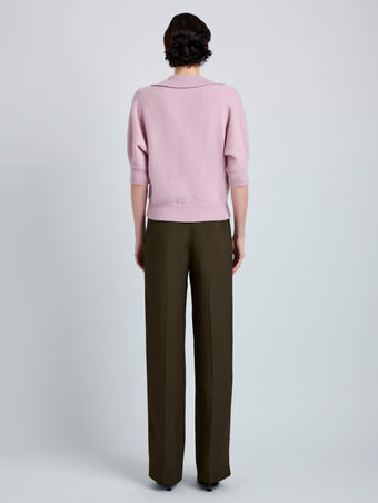 Proenza Schouler Back full length image of model wearing Vella Top in Transitional Cashmere in Blush