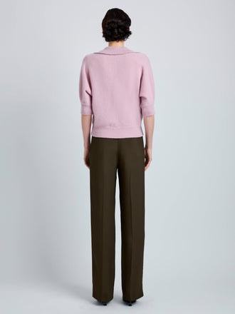 Proenza Schouler Back full length image of model wearing Vella Top in Transitional Cashmere in Blush