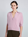 Proenza Schouler Detail image of model wearing Vella Top in Transitional Cashmere in Blush
