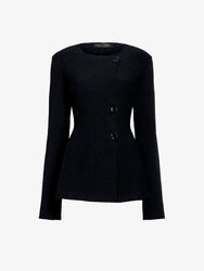Proenza Schouler Front full length image of model wearing Sukki Jacket in Draped Viscose in Black
