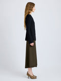 Proenza Schouler Side full length image of model wearing Sukki Jacket in Draped Viscose in Black