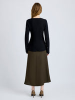 Proenza Schouler Back full length image of model wearing Sukki Jacket in Draped Viscose in Black