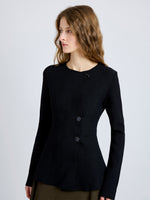 Proenza Schouler Detail image of model wearing Sukki Jacket in Draped Viscose in Black