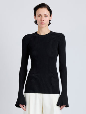 Proenza Schouler Front cropped image of model wearing Nir Top in Silk Viscose in Black