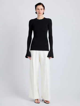 Proenza Schouler Front full length image of model wearing Nir Top in Silk Viscose in Black