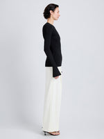 Proenza Schouler Side full length image of model wearing Nir Top in Silk Viscose in Black
