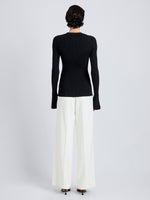 Proenza Schouler Back full length image of model wearing Nir Top in Silk Viscose in Black