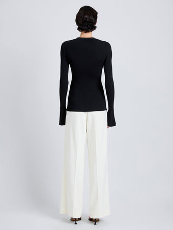 Proenza Schouler Back full length image of model wearing Nir Top in Silk Viscose in Black