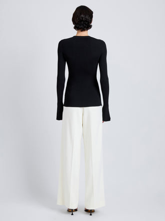 Proenza Schouler Back full length image of model wearing Nir Top in Silk Viscose in Black