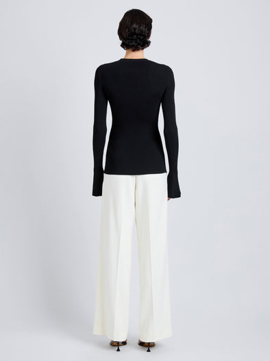 Proenza Schouler Back full length image of model wearing Nir Top in Silk Viscose in Black