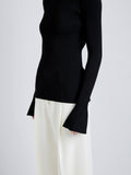 Proenza Schouler Detail image of model wearing Nir Top in Silk Viscose in Black